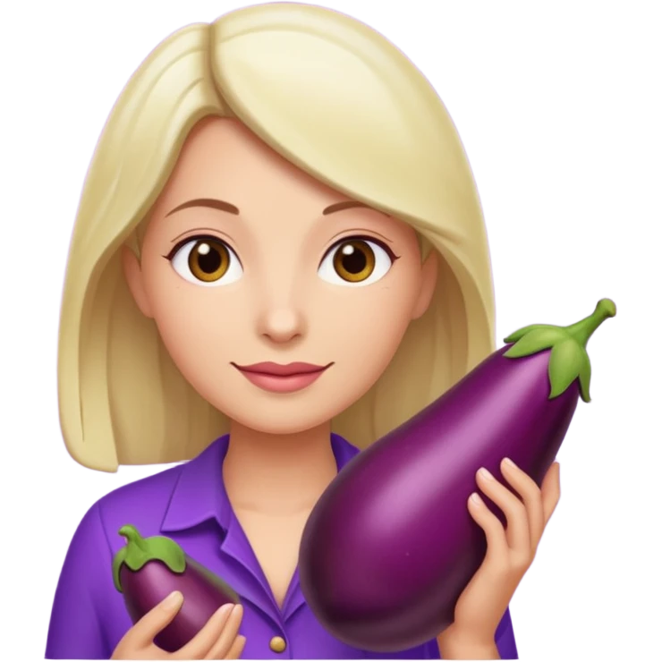 Leane avec une aubergine emoji