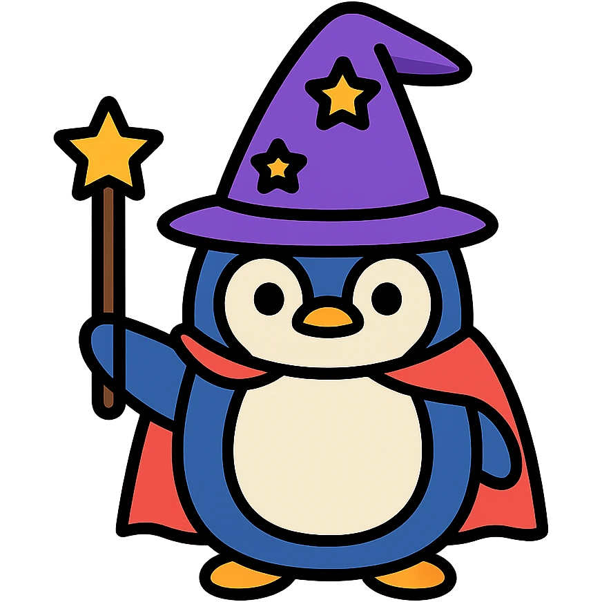 A penguin wizard emoji