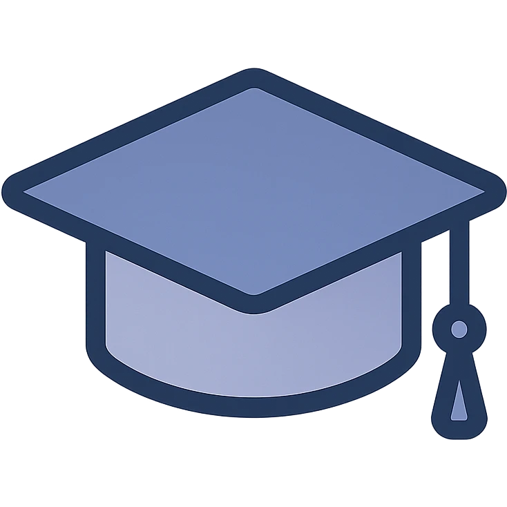 graduation hat icon in modern flat style emoji