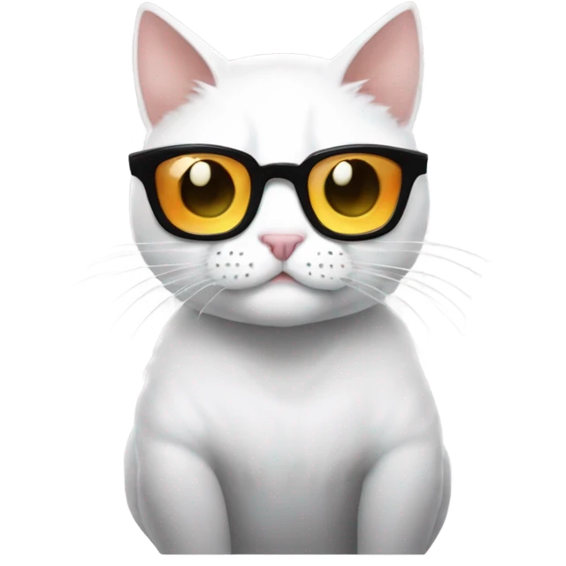 gato blanco parecido al gato de gojo  personaje de jujutsu kaisen con lentes de sol emoji