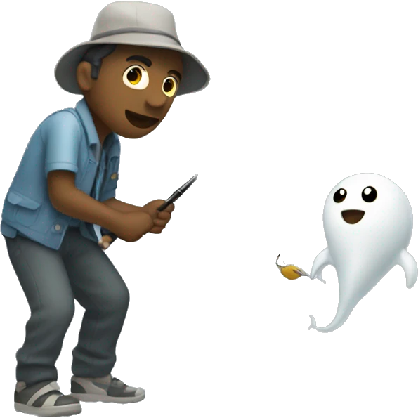 Catching ghosts with a fishing rod emoji