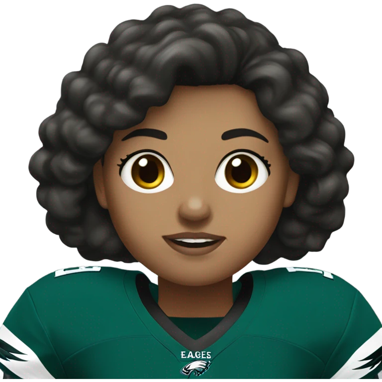  White female dark hair wearing Philadelphia Eagles jersey emoji