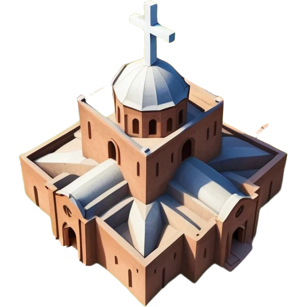 precise colorful emoji of the Church of Saint George, Lalibela, Ethiopia, viewed from above, highlight cross-shaped structure, Apple emoji style emoji