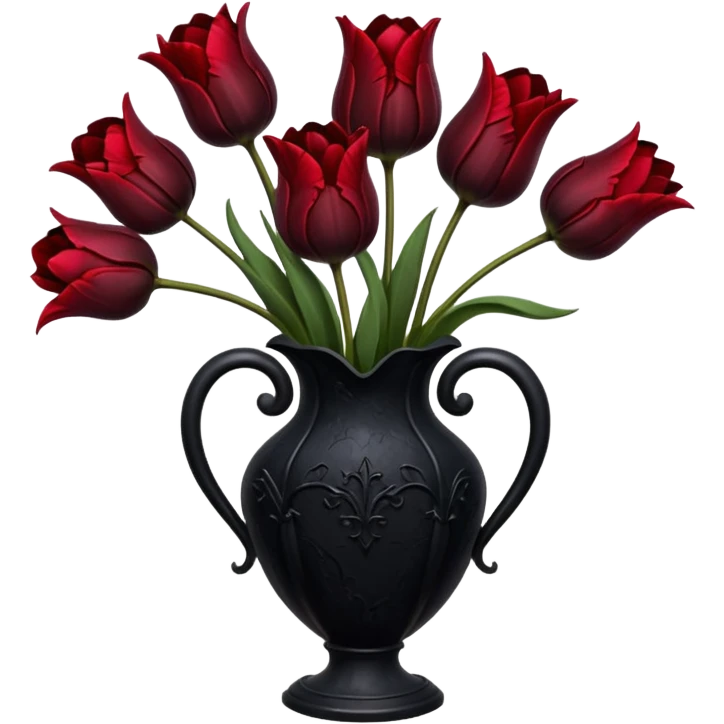goth tulip bouquet, wilted flowers, gothic vase emoji