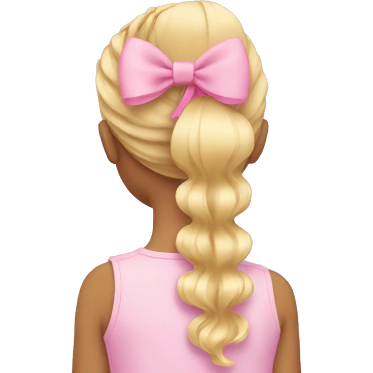 blonde open hair from behind with a pastel pink bow emoji