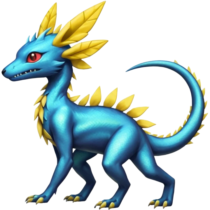Shiny Iridescent Helioptile-Salandit-Jolteon-Fakémon-hybrid-creature (full body)  emoji