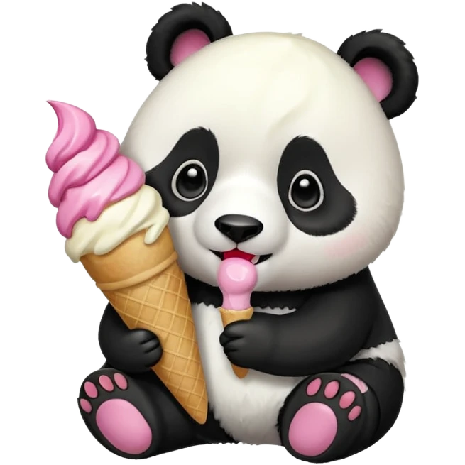Panda eating ice cream emoji
