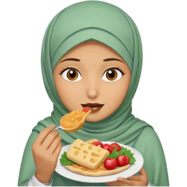 hijabi eating food emoji