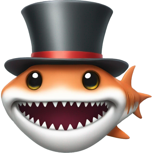 Shark with a top hat and clown hair emoji