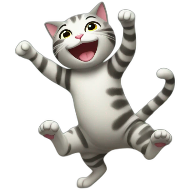cat dancing happily in the garden emoji