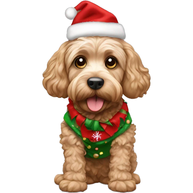 cockapoo wearing a Christmas outfit emoji