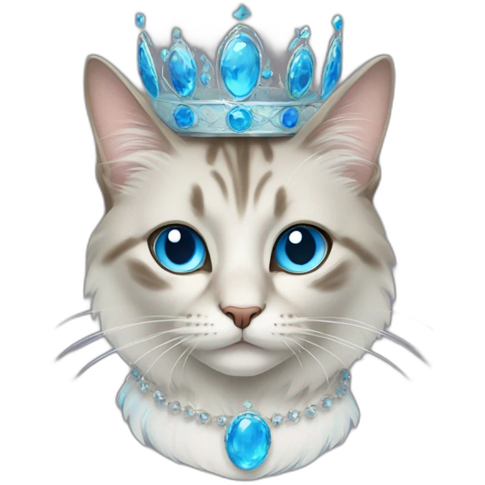 neva masquarade cat with blue eyes and a crown emoji