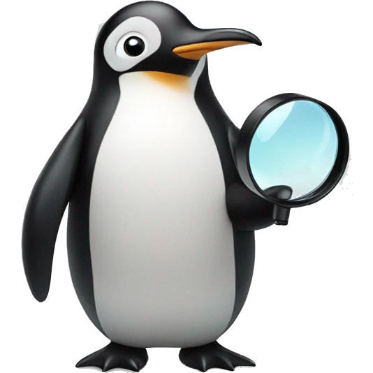 penguin holding a magnifying glass emoji