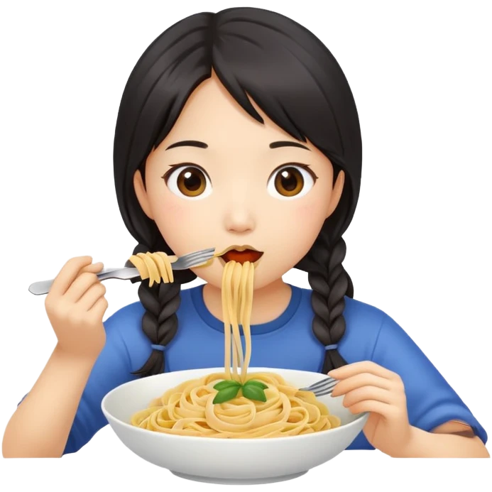 asian girl eating pasta emoji