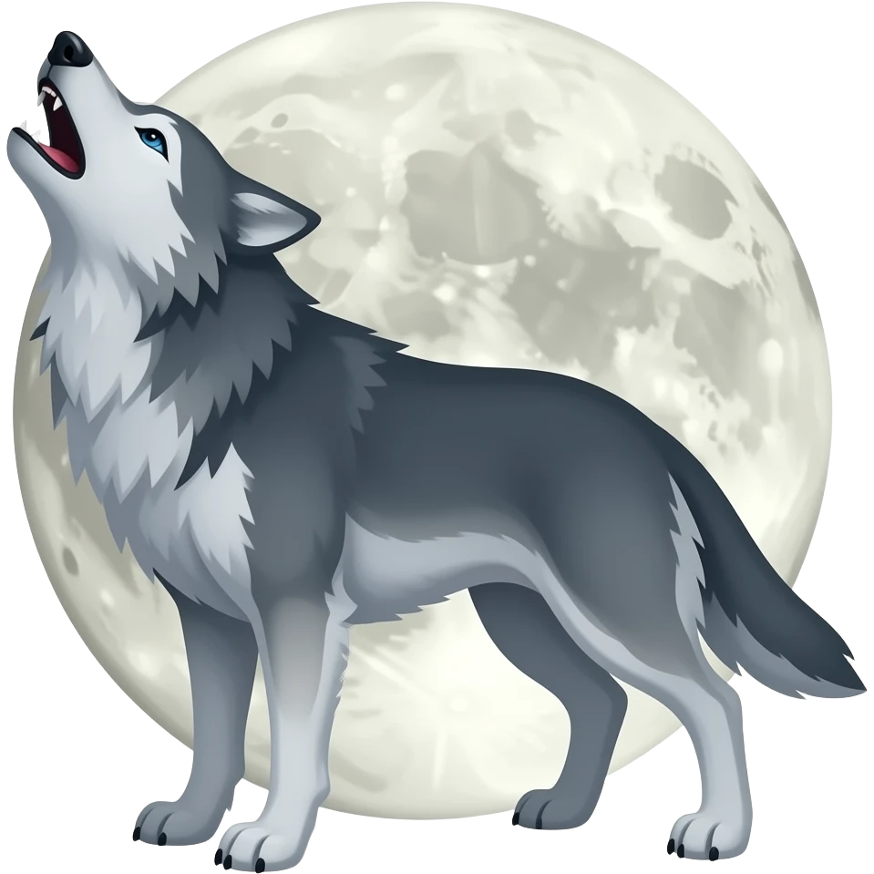 Howling wolf with moon emoji emoji