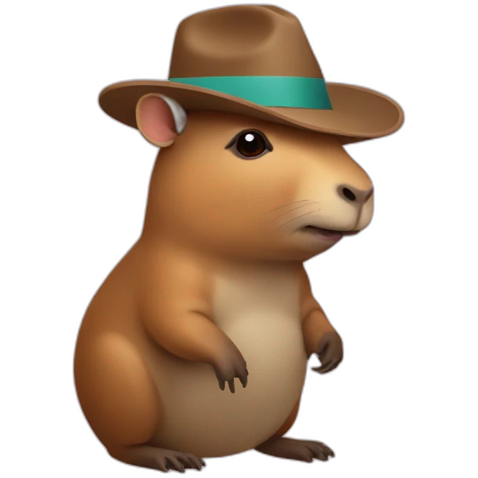 Un capibara con sombrero emoji