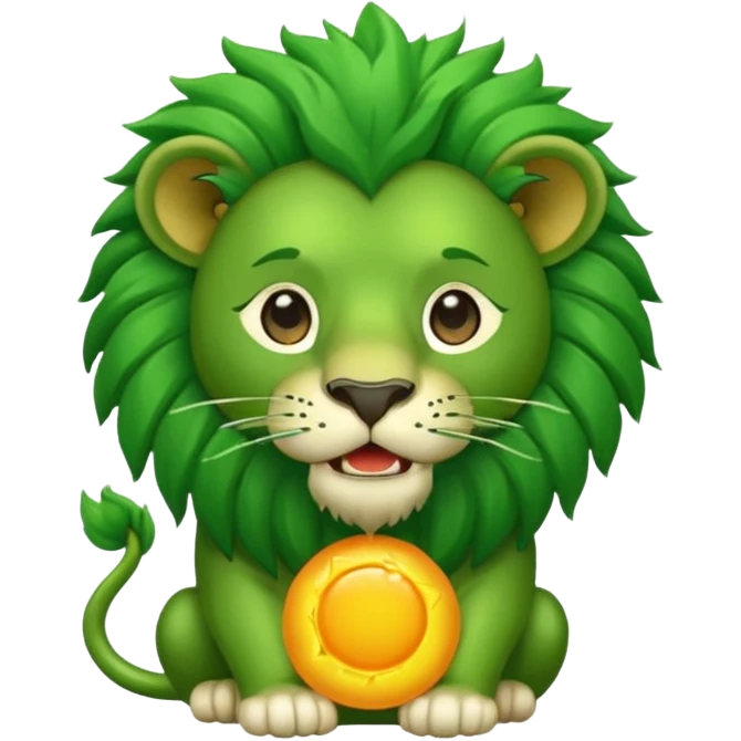 Majestic green lion eating sun emoji