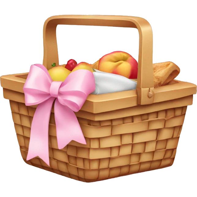 Picnic basket with light pink bows emoji