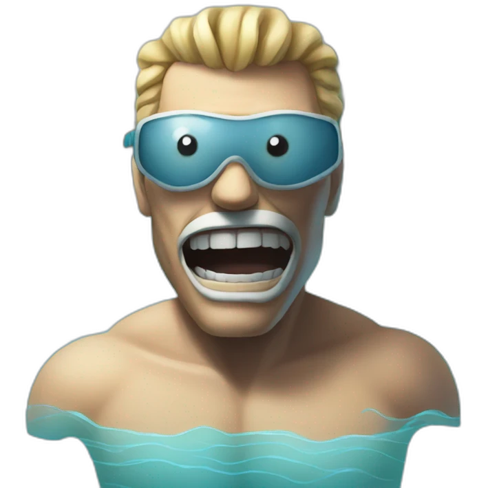Swimming pool with a scary guy inside emoji