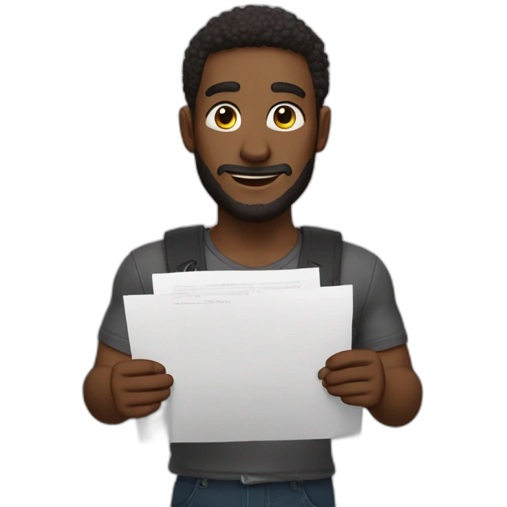 tenden who hold an signed contract in his arms emoji