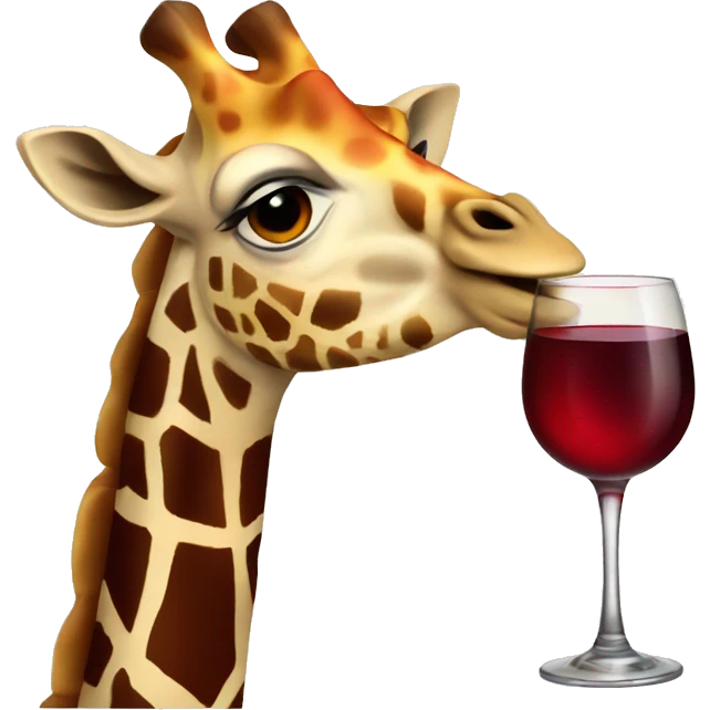 French giraffe holding red wineglass emoji