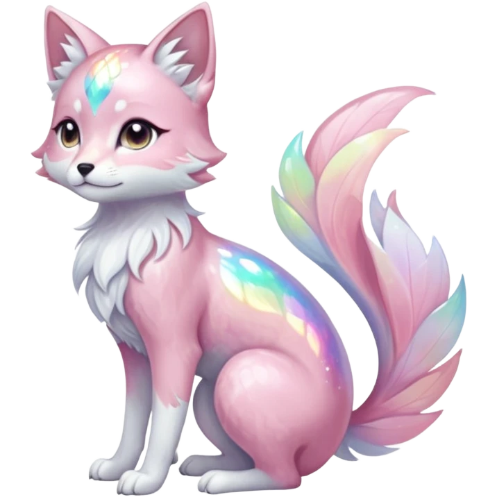Multicolored sparkly shiny ethereal pastel iridescent light pale cute adorable pretty feminine elegant realistic floral exotic marble-Sakura-Falvie-Fionbri-fursona, full body emoji
