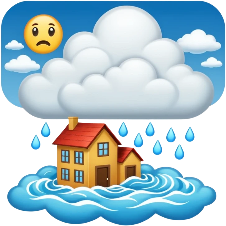 flood with wrong sign to clouds emoji