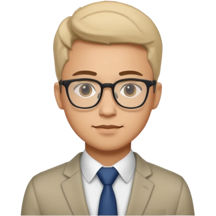 a man in his early 20s wearing glasses for a tech company emoji