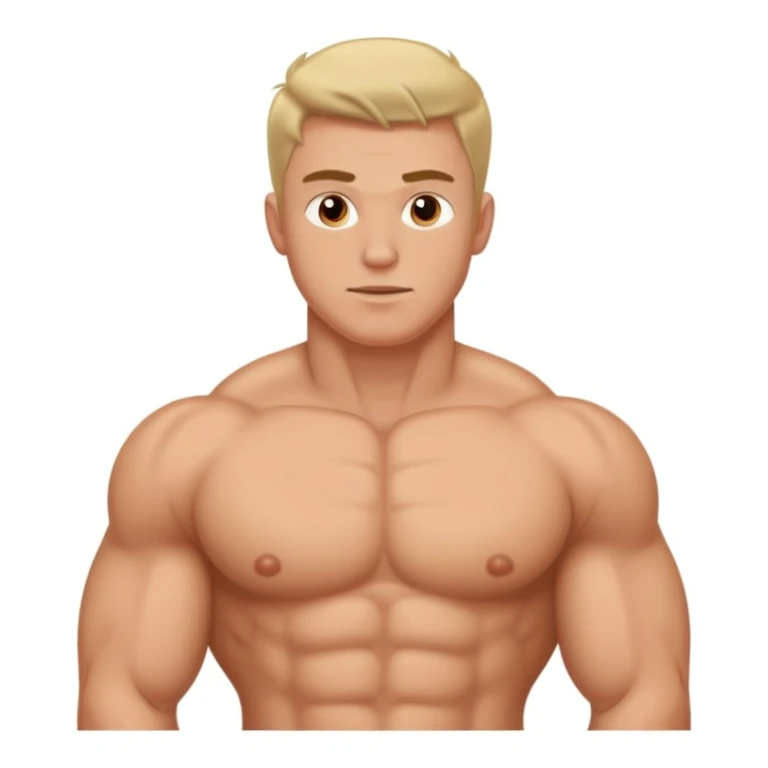 A muscular shirtless white man with wide and very puffy areolas and nipples emoji