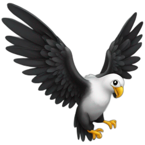 A left black wing spread emoji