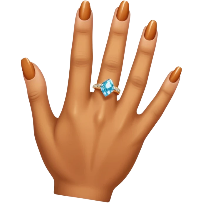 Caramel right hand with diamond ring on rong finger emoji