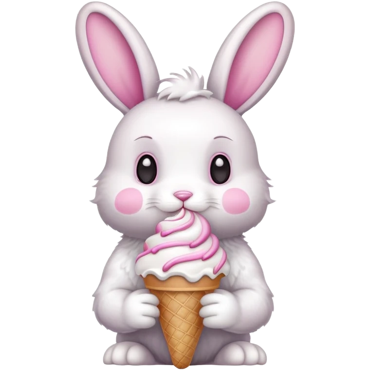 Bunny with ice cream emoji