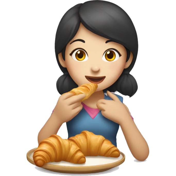 chinese girl eating croissants  emoji