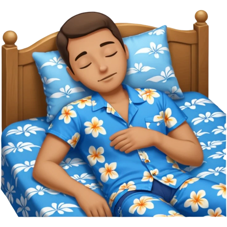 Guy wearing blue Hawaiian shirt sleeping alone emoji