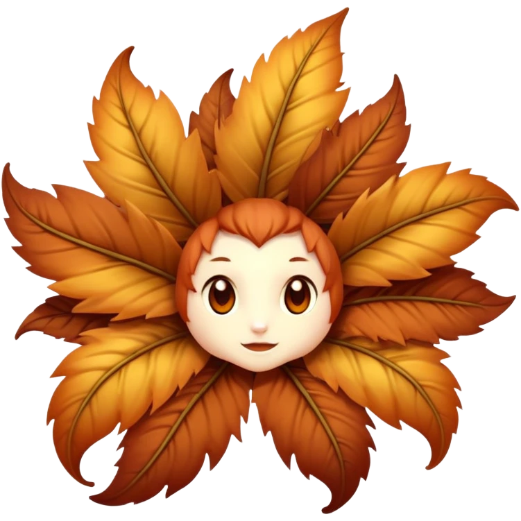 A six-limbed being with fur like autumn foliage, its face a hollow opening surrounded by petal-like structures that unfurl to reveal a mesmerizing array of glowing pistils and stamen.

 emoji