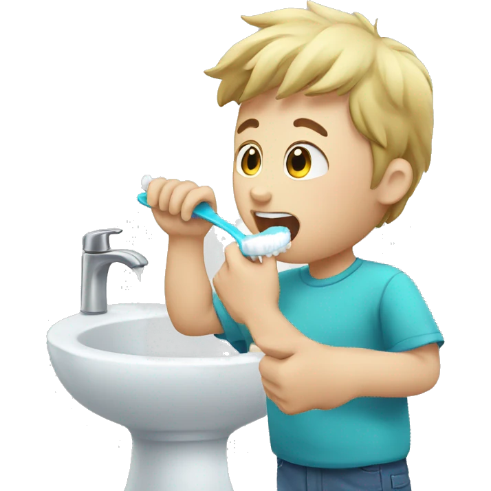 white kid brushing teeth emoji