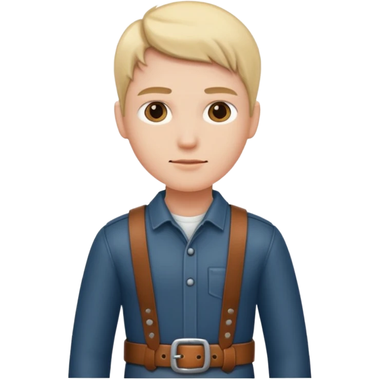 Person with straight face and belt in hand emoji