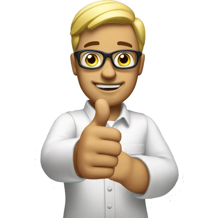 man pointing thumbs up emoji