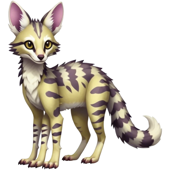 Feral Rare Fantasy light vibrant pastel warm-colored Vernid-Sergal-Genet-species by LiLaiRa, random markings, tufted ears, full body, 4 legs emoji