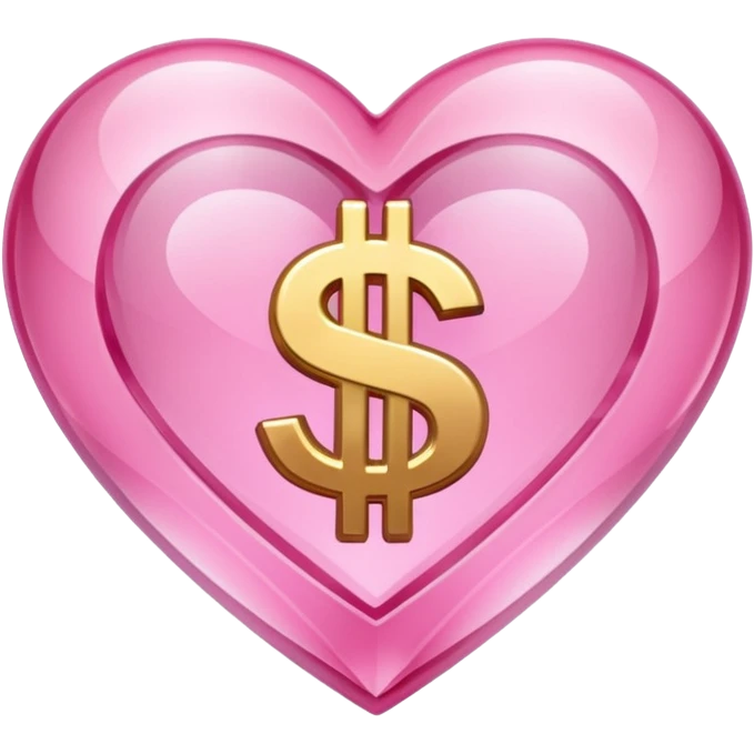 Pink heart shaped crystal with a $ carved in the center of the crystal. emoji
