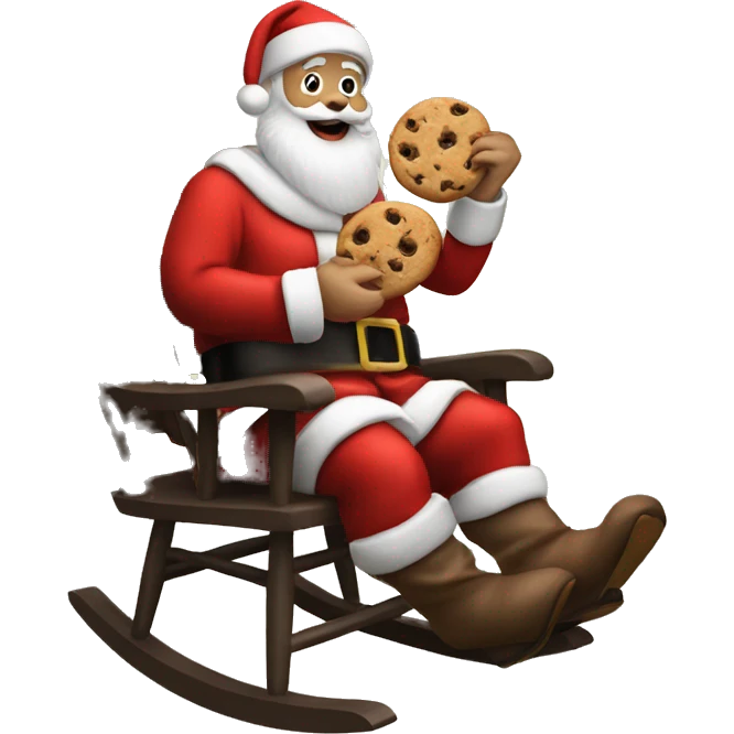 Santa claus eating cookies in a rocking chair emoji