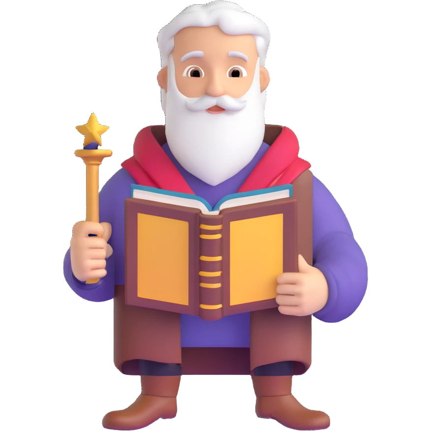 storyteller with magical book emoji