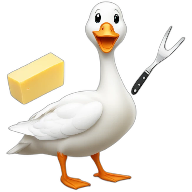 white goose with butter knife emoji