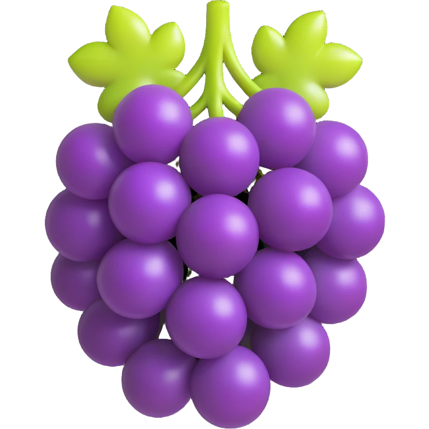 a cluster of grapes, shiny and plump, 3D emoji style emoji
