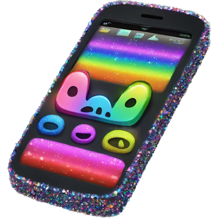 neon rainbow sparkle flip phone cute  emoji