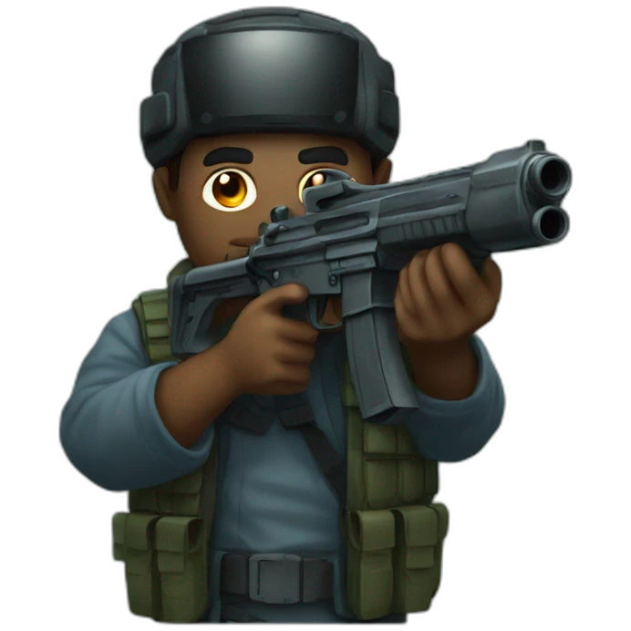 short dude with big gun and night vision emoji