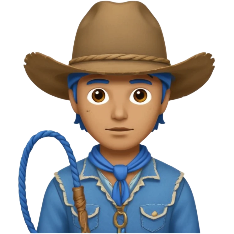 Cowboy with blue hat and lasso emoji