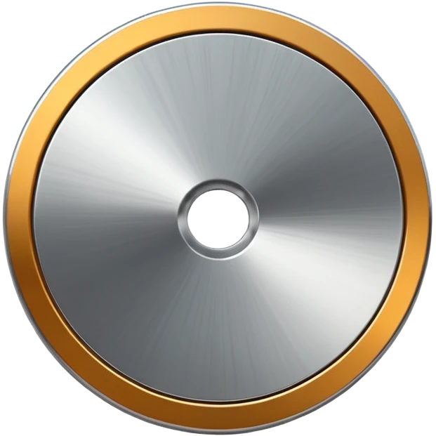 metallic disc emoji, brushed chrome surface, clean geometry, futuristic minimal 3D style, isolated on white emoji
