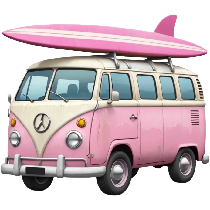 pink van with a surf board on it emoji