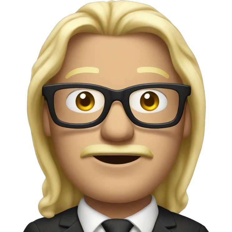 Man with long blonde hair, black glasses and smoking a cigar emoji